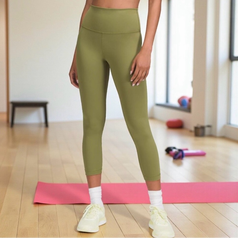 LULULEMON Wunder Train High-Rise Crop 23" in Bronze Green 4